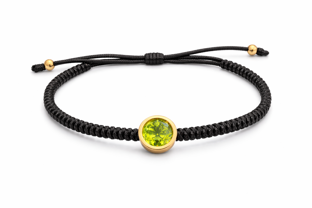 Pulsera Macramé Aura Peridoto en Oro Amarillo