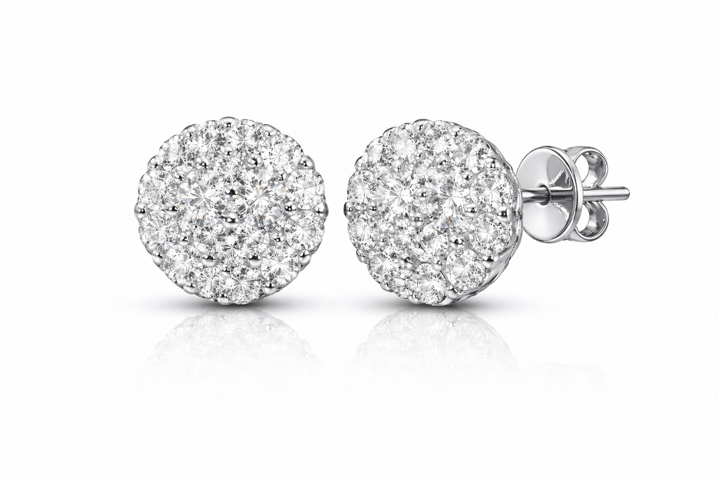 Pendientes Oro Blanco con Pavé de Diamantes