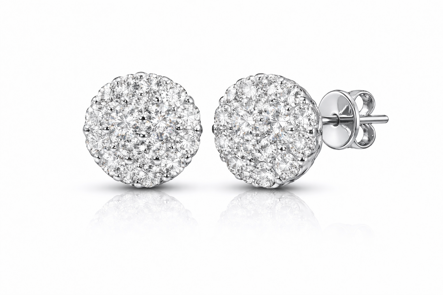 Pendientes Oro Blanco con Pavé de Diamantes