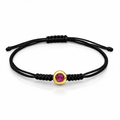 Pulsera de Oro Amarillo con Rubí 0,15 ct y Macramé Negro