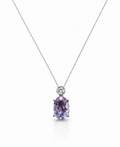 Colgante de Oro Blanco con Amatista y Diamante