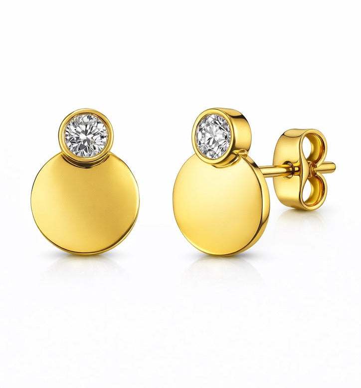 Pendientes de Oro Amarillo con Diamante Talla Brillante