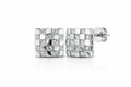 Pendientes cuadrados de oro blanco con diamantes