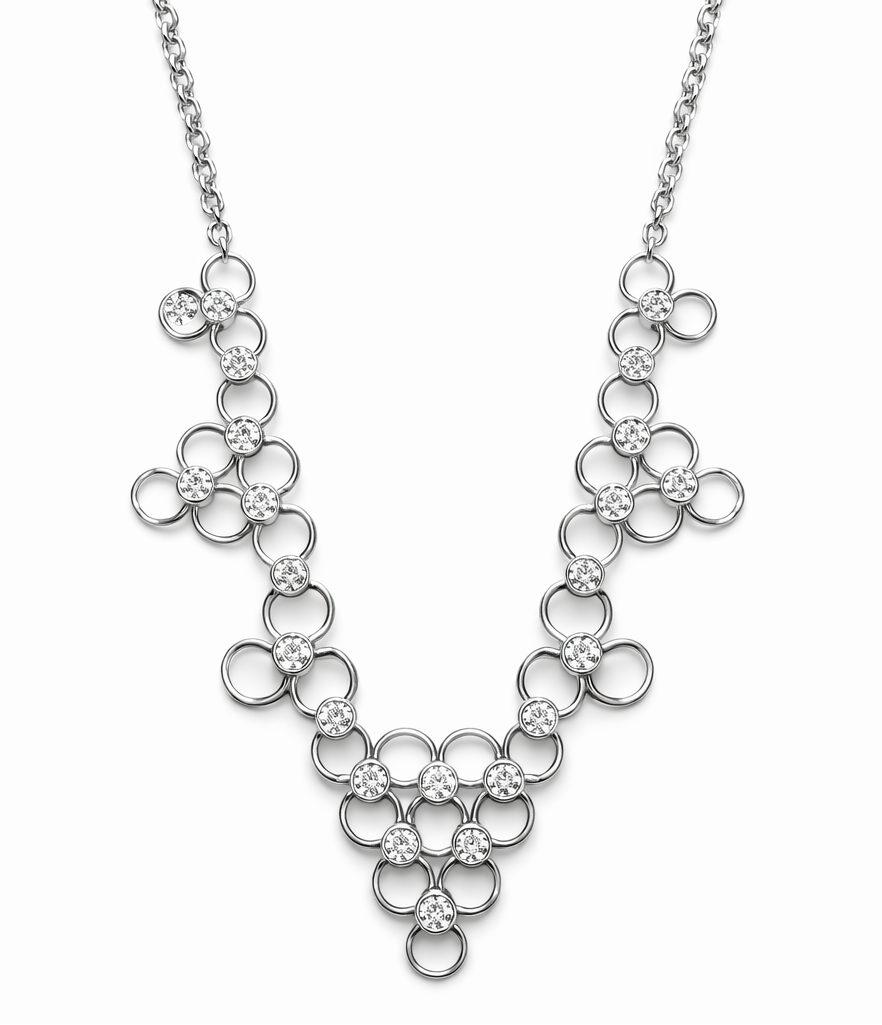 Colgante Geométrico de oro blanco con diamantes