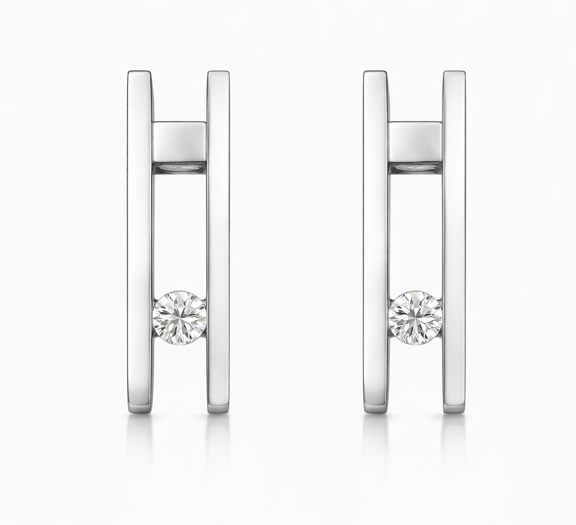Pendientes de oro blanco con diamante