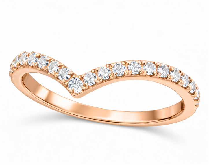 Anillo Chevron de Oro Rosa con Diamantes