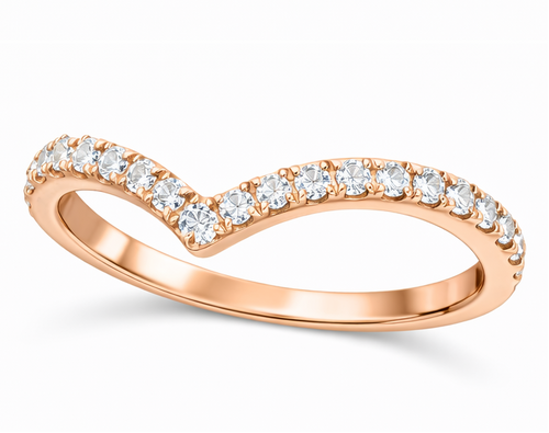 Anillo Chevron de Oro Rosa con Diamantes