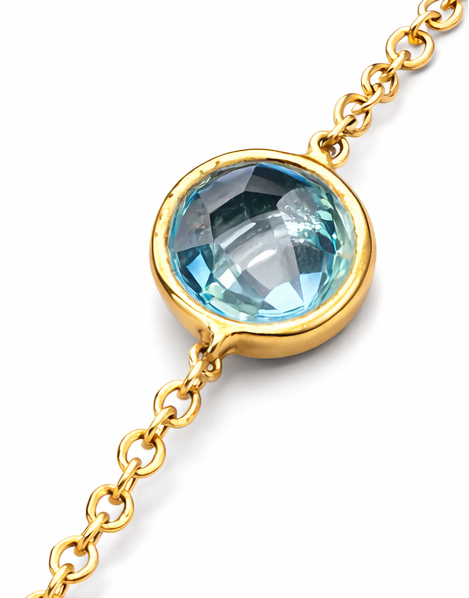 Pulsera Aguamarina Essential de oro amarillo