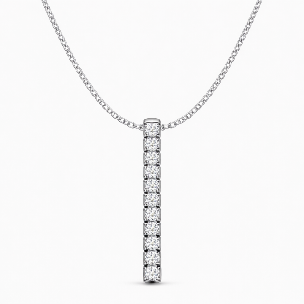 Colgante Rivière Vertical de Diamantes en Oro Blanco