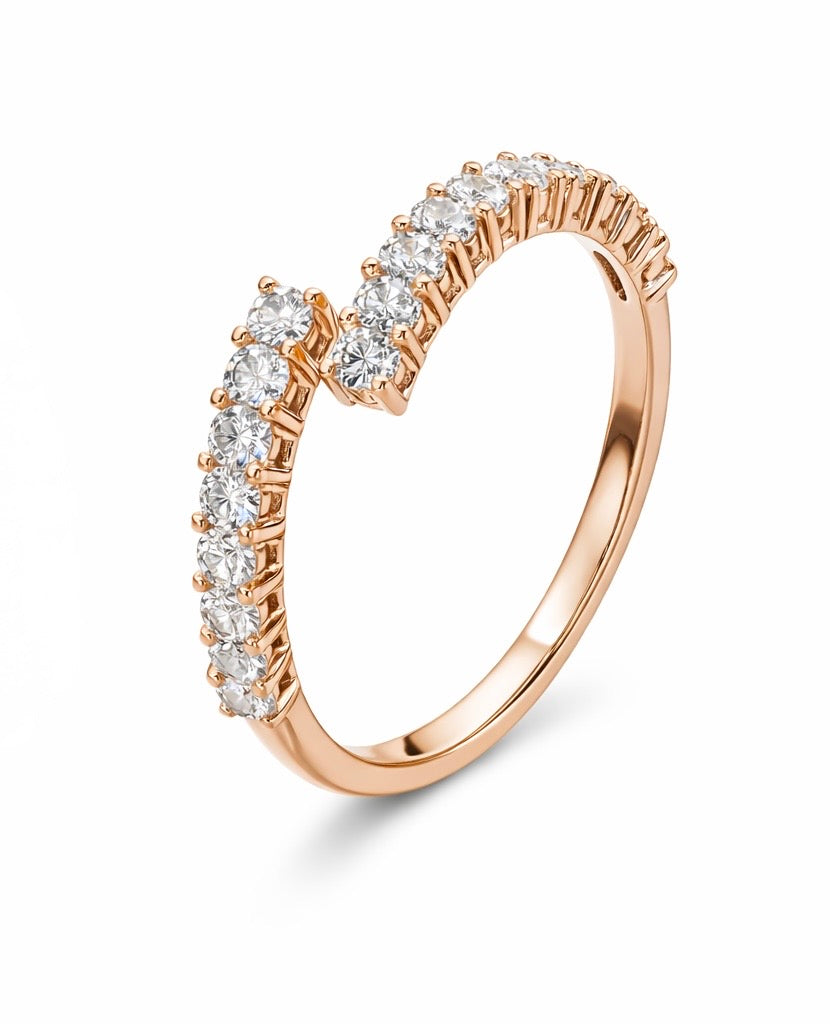 Anillo abierto con doble pavé de diamantes