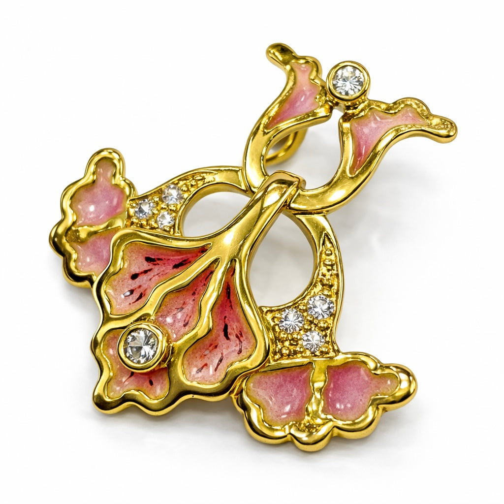 Charm Oro Amarillo con Esmalte Natural y Diamantes