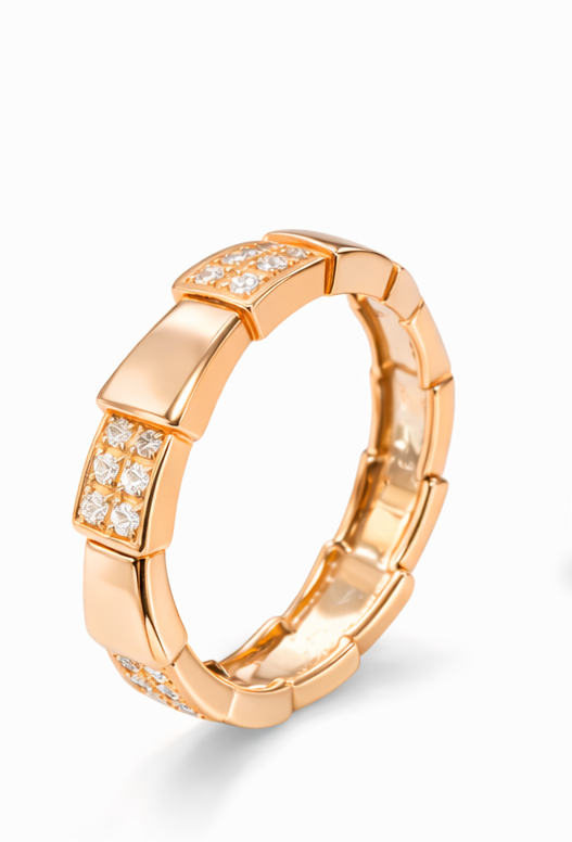 Anillo oro rosa con diamantes