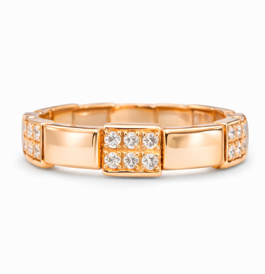 Anillo oro rosa con diamantes