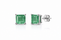 Pendientes Solitario de Esmeralda en Oro Blanco