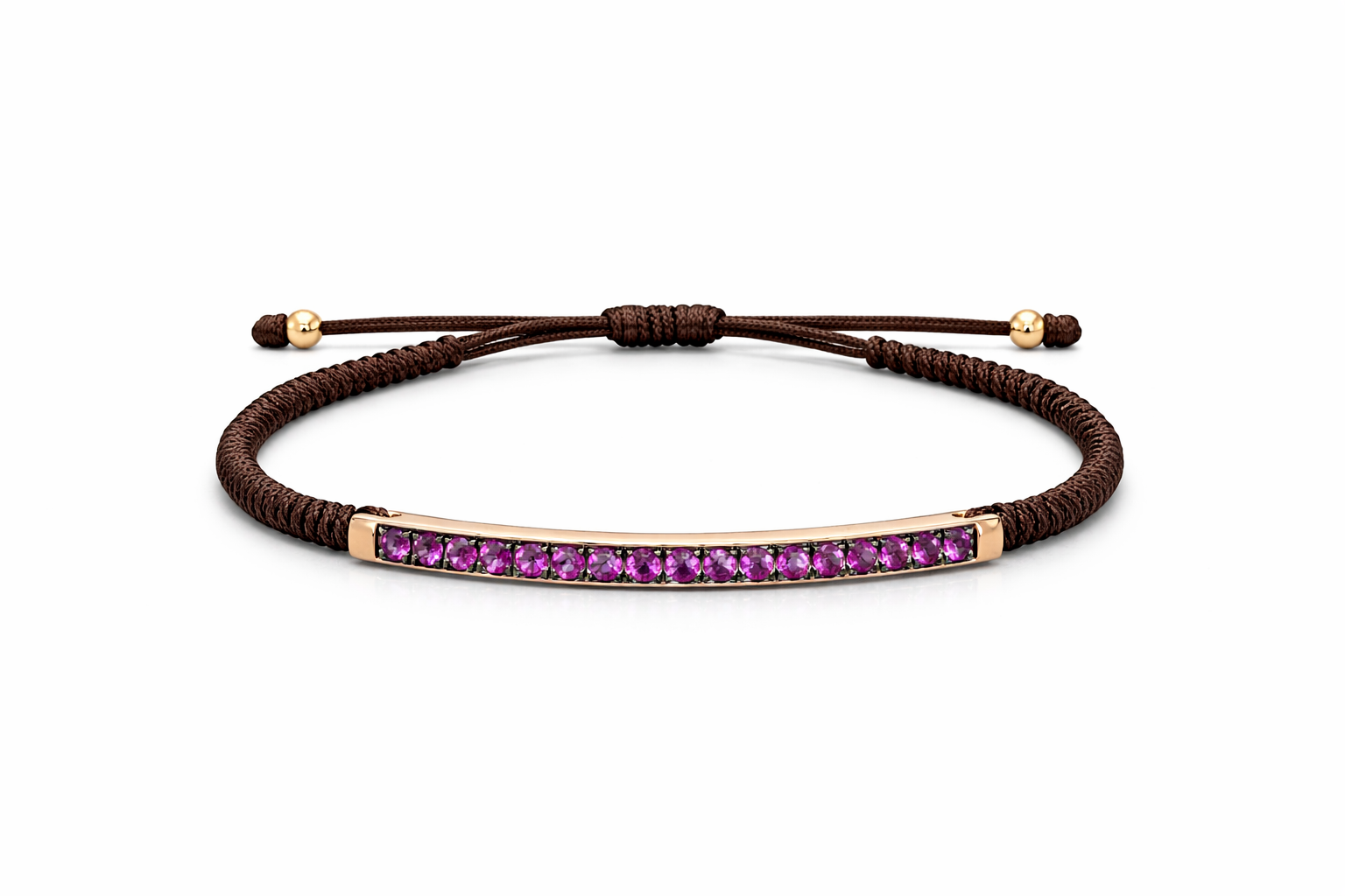 Pulsera Macramé de Oro Rosa con Zafiros Rosas