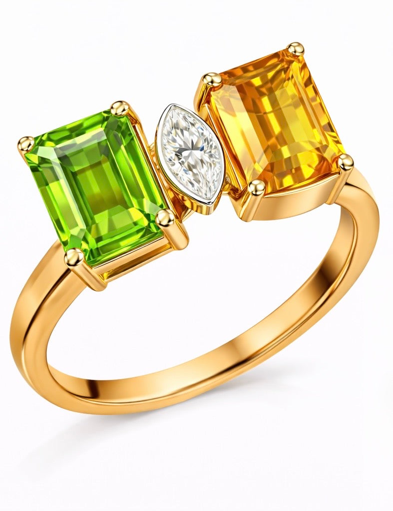 Anillo Trilogía Cromática en oro amarillo