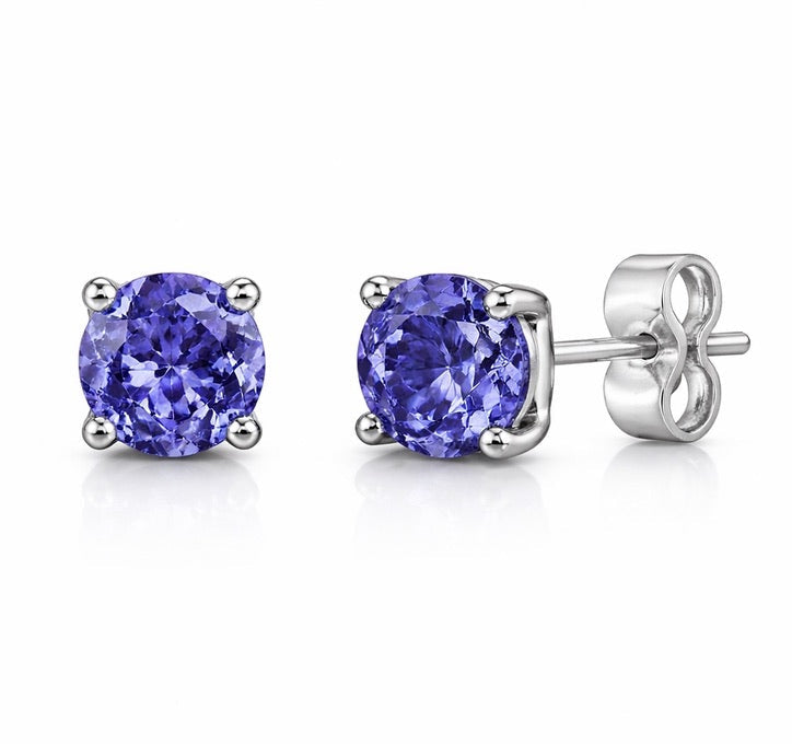 Pendientes de Oro Blanco con Zafiro Azul de 0,40 ct