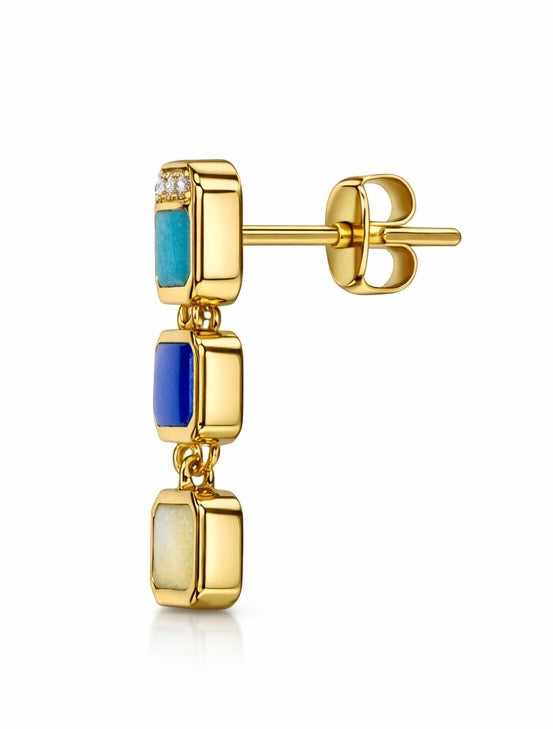 Pendientes Oro Amarillo con Esmalte Artesanal y Diamantes