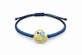 Pulsera de Oro Amarillo con Zafiro Azul, Esmalte Artesanal en Macramé