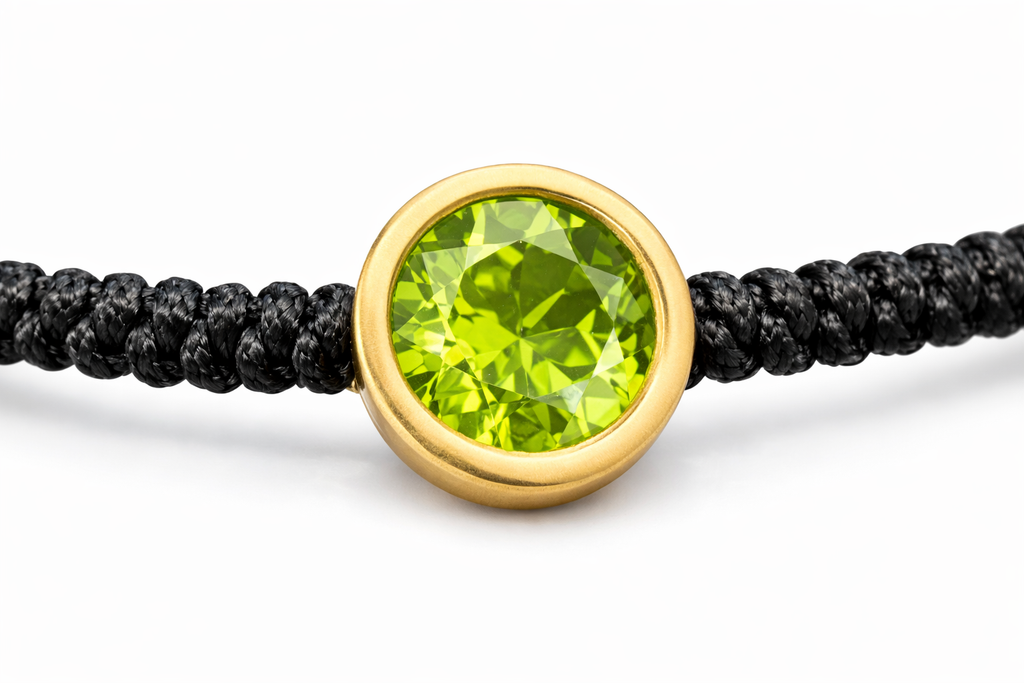 Pulsera Macramé Aura Peridoto en Oro Amarillo