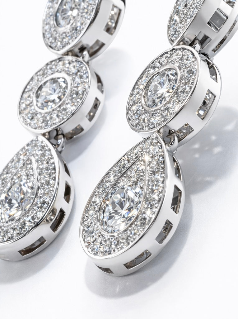 Pendientes de oro blanco Largos de diamantes