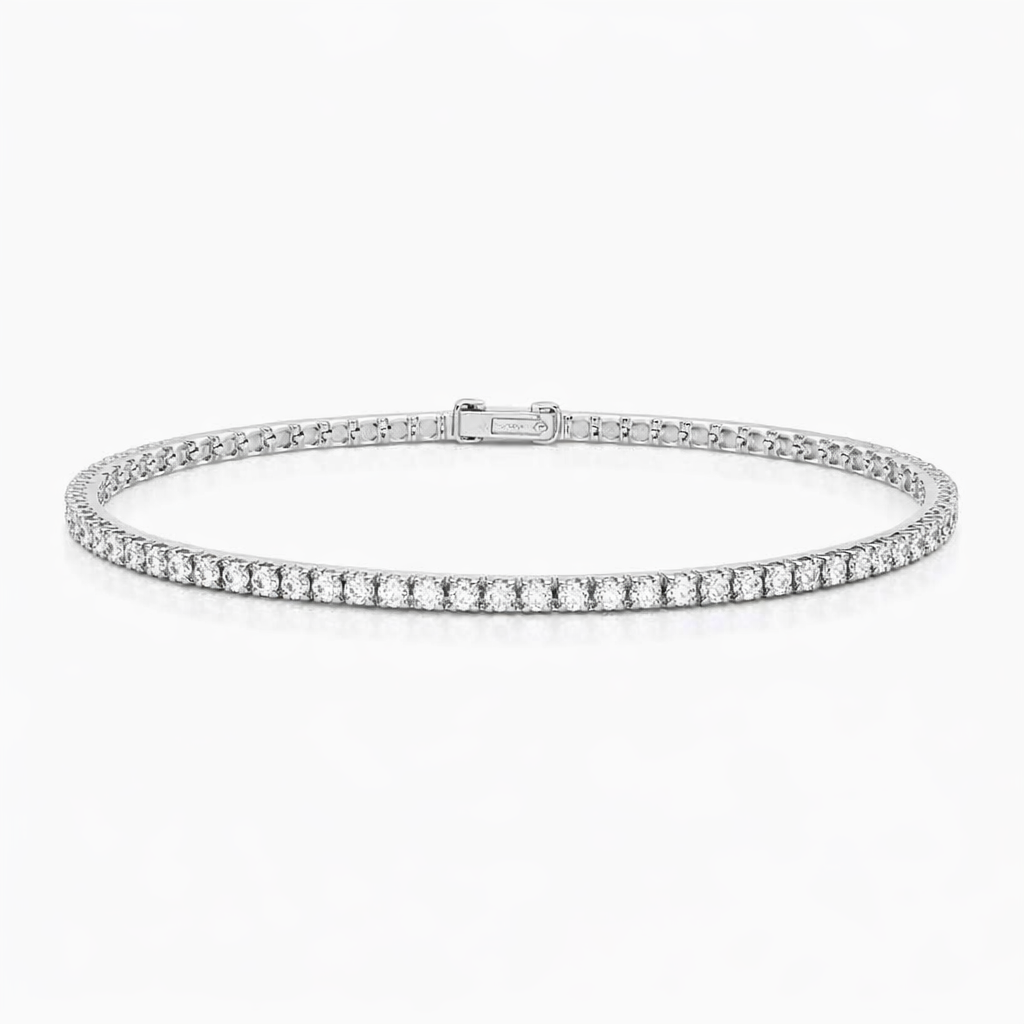 Pulsera Flexible Media Riviere en Oro Blanco y Diamantes