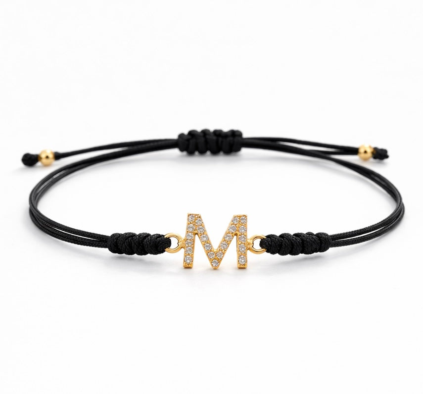 Pulsera Oro Rosa Letra M con Diamantes
