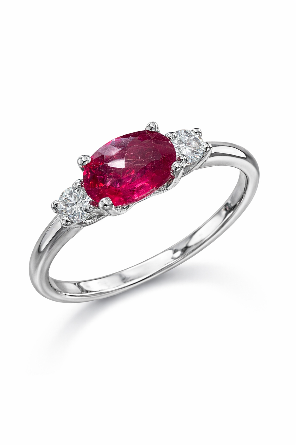 Anillo rubí de oro blanco