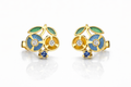 Pendientes Oro Amarillo con Esmalte Artesanal y Zafiro Azul