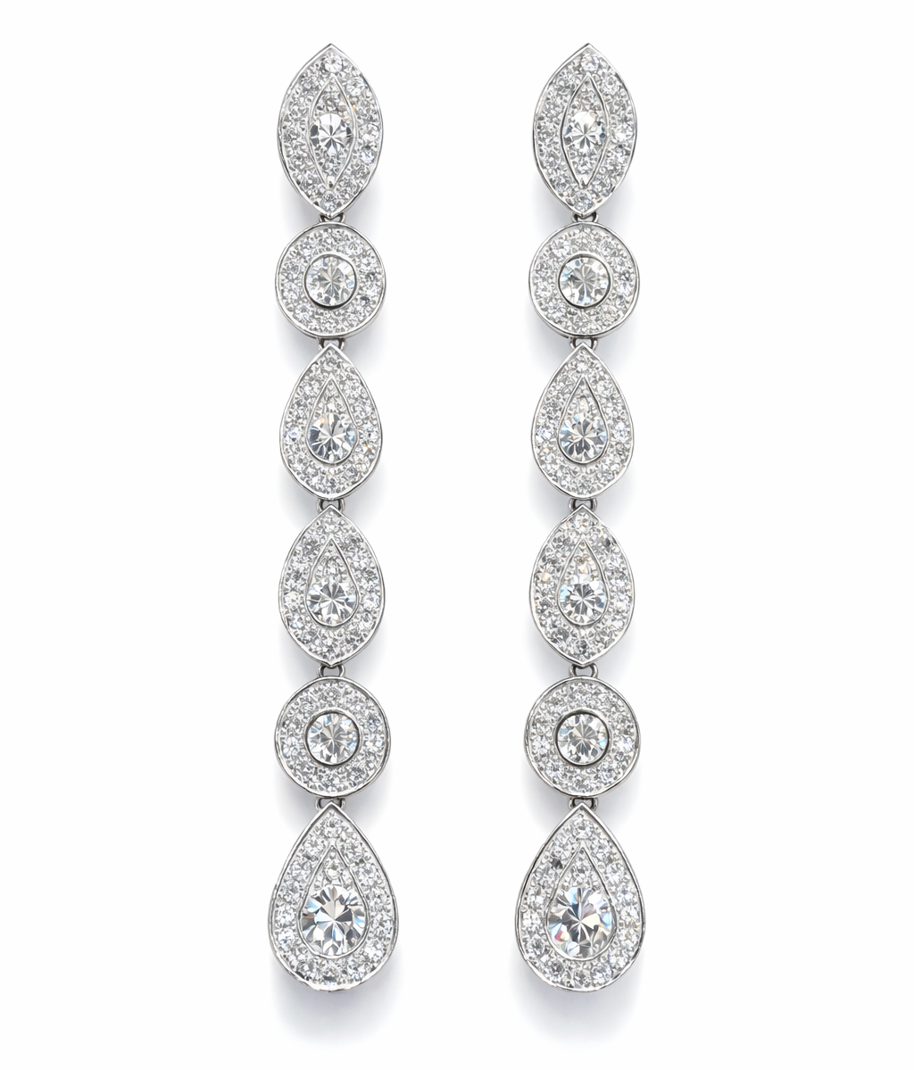Pendientes de oro blanco Largos de diamantes