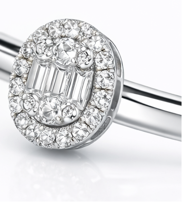 Pulsera abierta de oro blanco con zafiro azul y diamantes