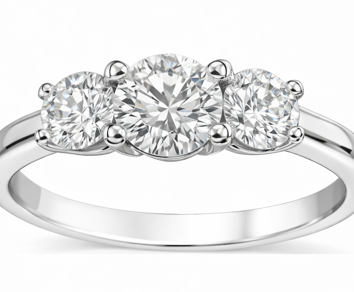 Anillo de Oro Blanco con Diamante Central y Diamantes