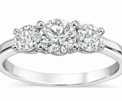 Anillo de Oro Blanco con Diamante Central y Diamantes