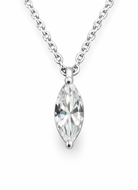 Colgante de Oro Blanco con Marquise