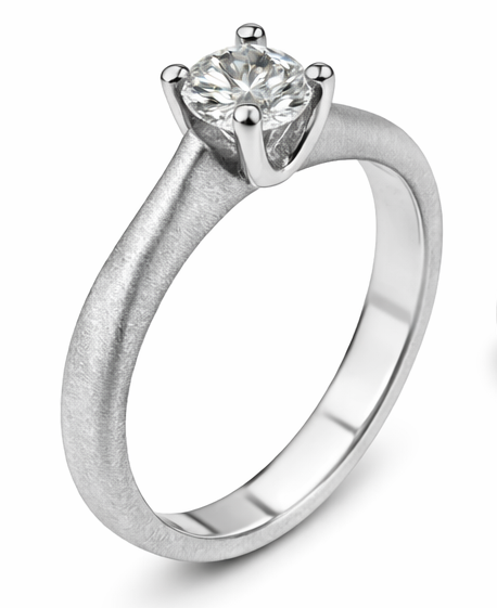 Anillo solitario matizado de oro blanco