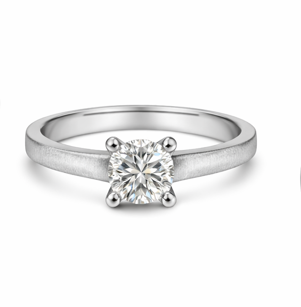 Anillo solitario matizado de oro blanco