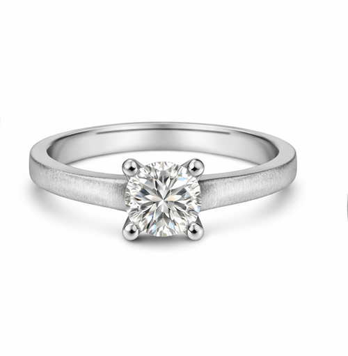 Anillo solitario matizado de oro blanco