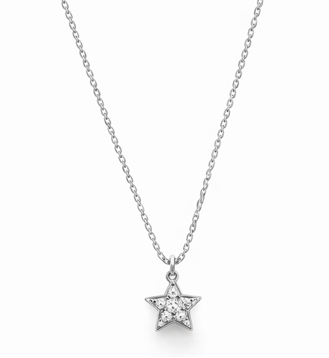 Colgante Estrella de Oro Blanco con Diamantes
