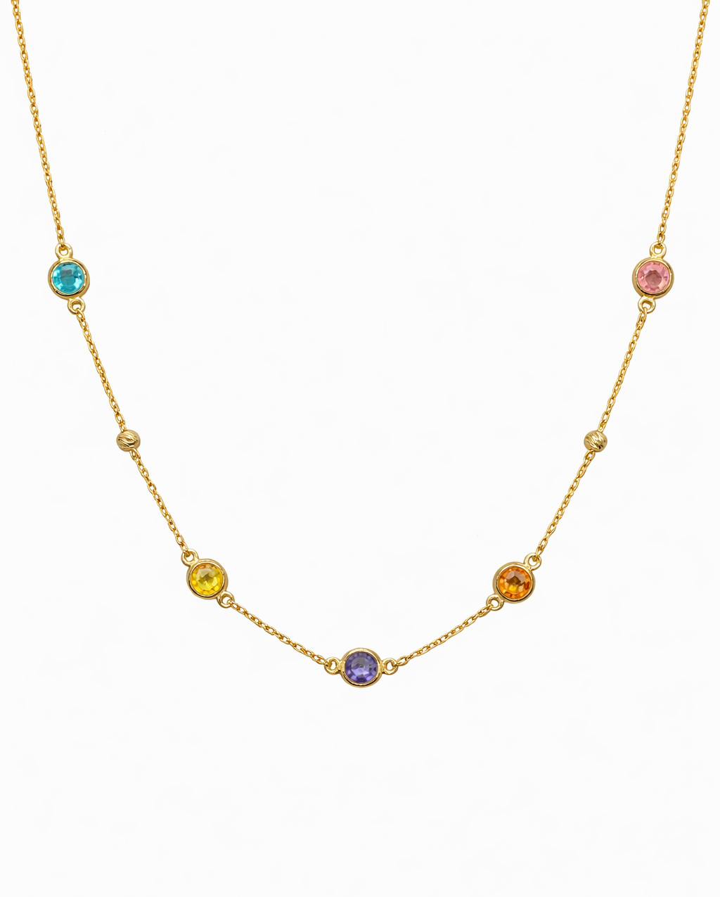 Colgante de Oro Amarillo con Gemas de Color Naturales