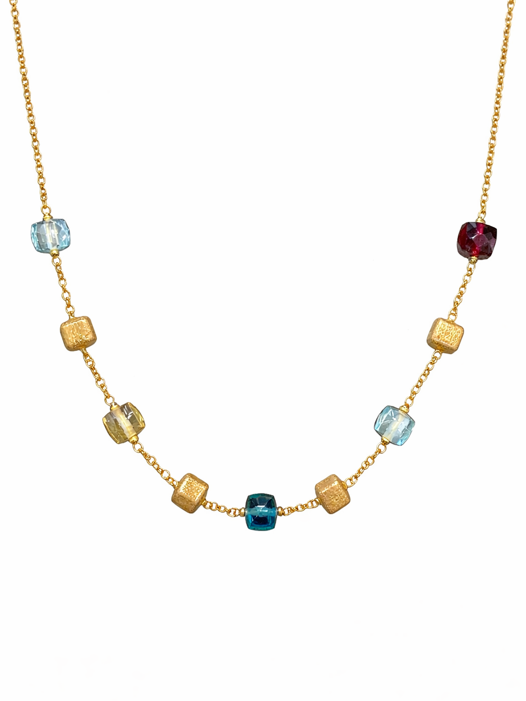 Colgante de Oro Amarillo con Gemas de Color