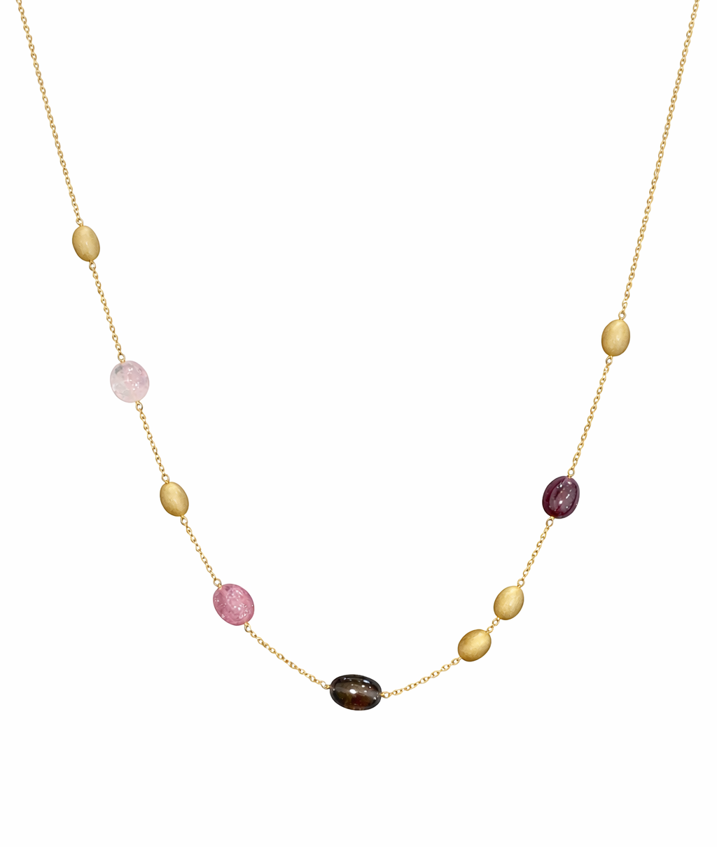 Colgante de Oro Amarillo con Gemas Naturales Multicolor