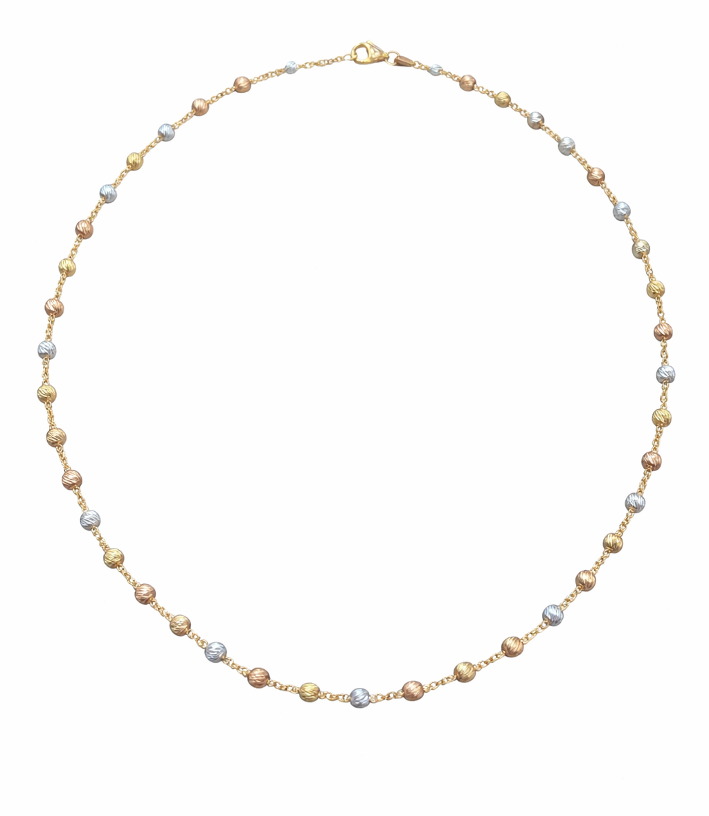 Colgante de Oro Tricolor con Bolitas Facetadas