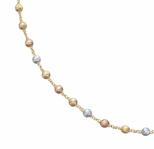 Colgante de Oro Tricolor con Bolitas Facetadas