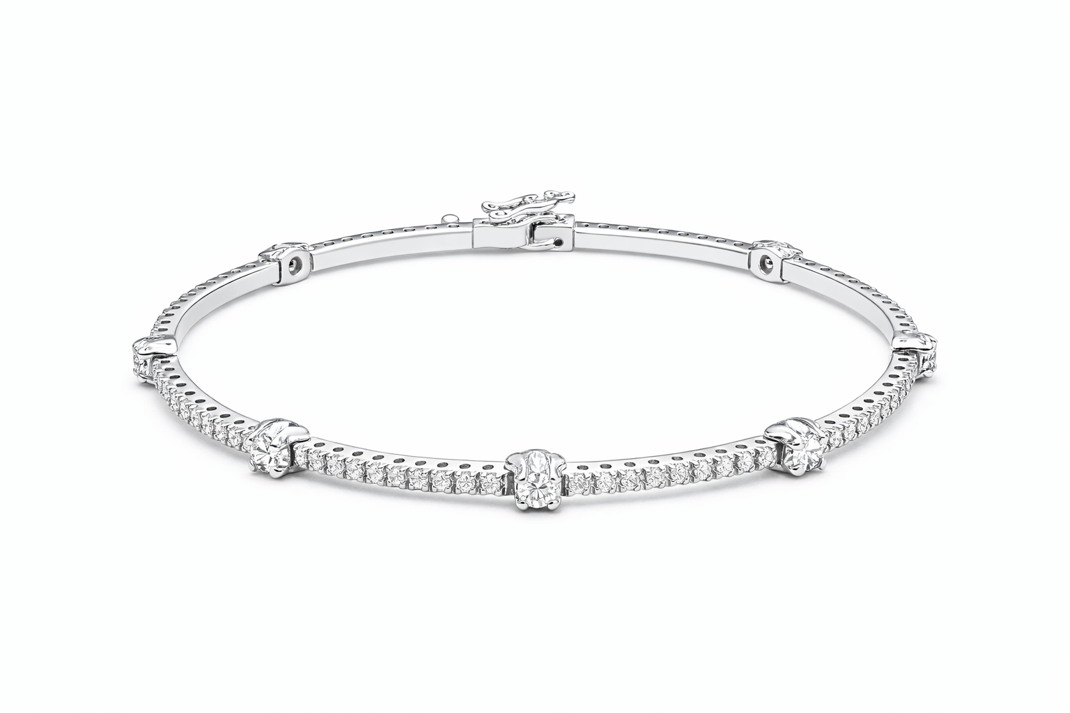 Pulsera Rivière de Diamantes en Oro Blanco