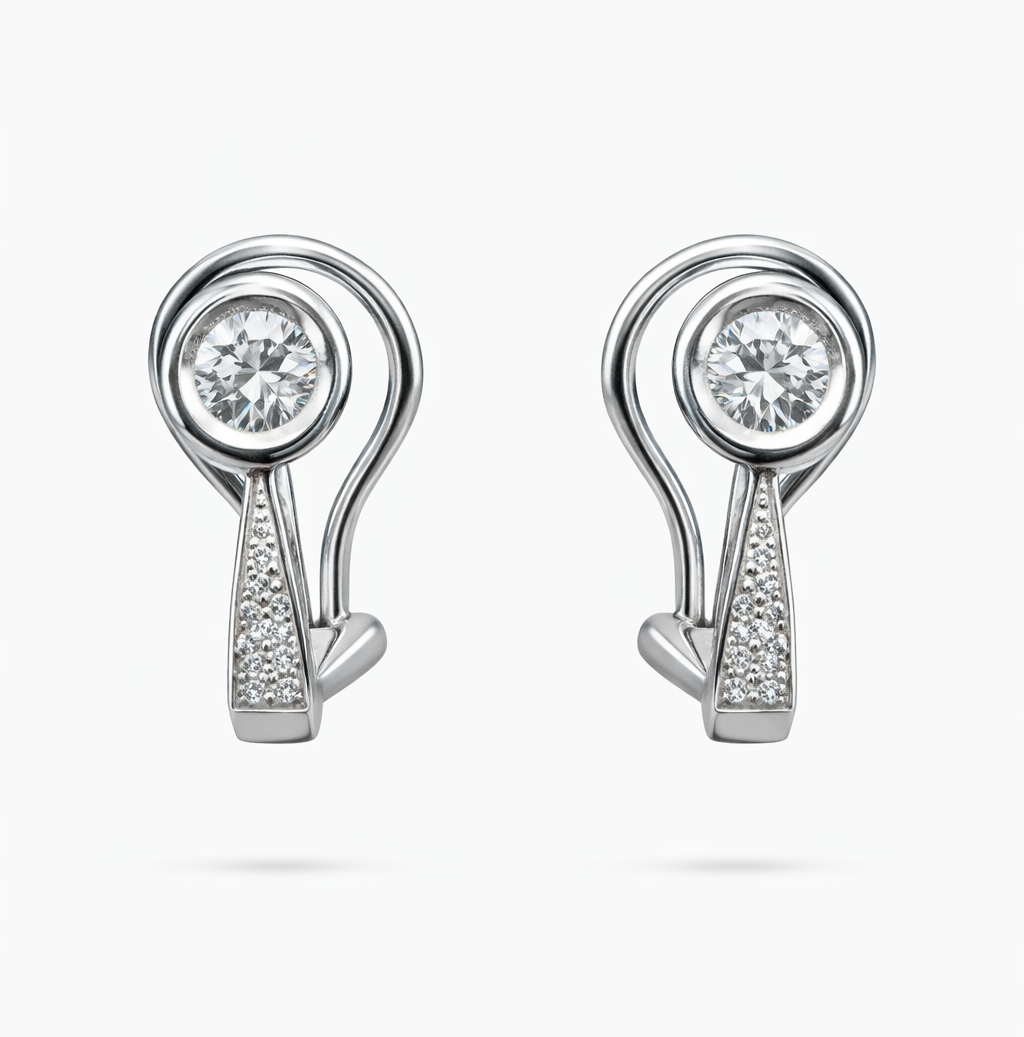 Pendientes de Oro Blanco con Diamantes y Pavé