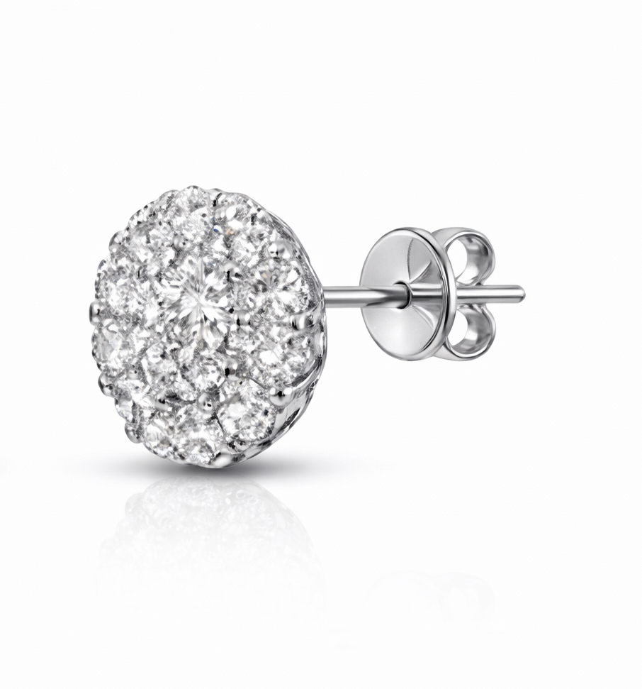 Pendientes Oro Blanco con Pavé de Diamantes