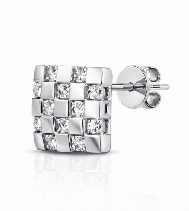 Pendientes cuadrados de oro blanco con diamantes