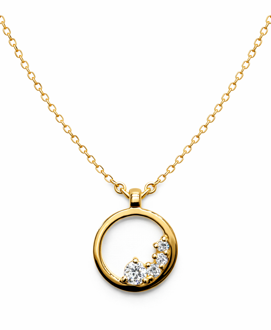 Colgante circular de Oro Amarillo con Diamantes