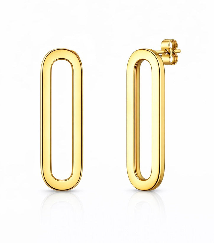 Pendientes de Oro Amarillo de Diseño Alargado