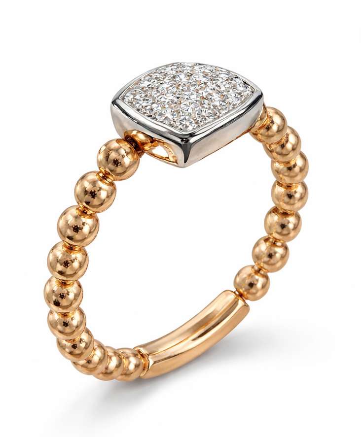 Anillo de oro bicolor con diamantes